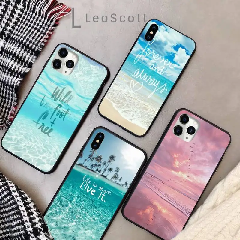 

Beach Ocean sea wave Phone Case for iPhone 11 12 pro XS MAX 8 7 6 6S Plus X 5S SE 2020 XR Soft Silicone Shell Cover Funda