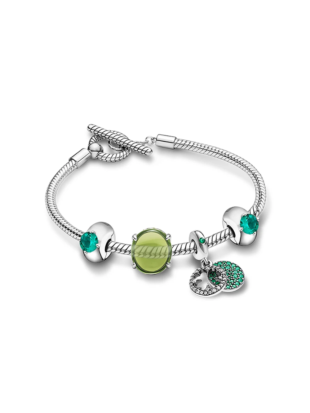 

Sanlend 925 Sterling Silver Bracelets Pan Moments T-bar Snake Chain Bracelet Friendship Bangles Birthday Gifts DIY Women Jewelry