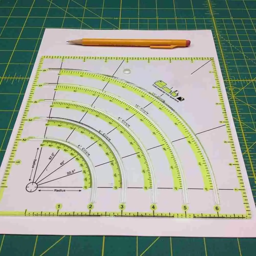

Multifunctional Fan-shaped Cutting Ruler, Round Knife, Double Color Craft Tool, Arc Thread A6S1