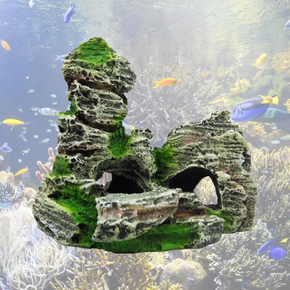 

50%HOTHiding Cave Stone Artificial Handmade Resin Mountain Hiding Cave for Fresh Water