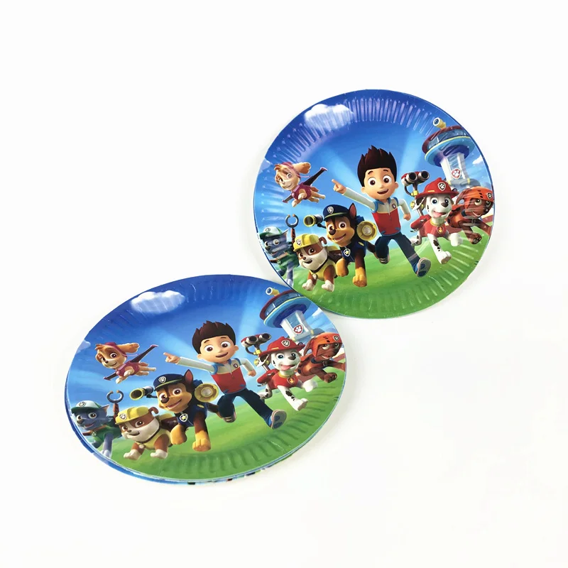 plates-10pcs «Щенячий патруль» тематическая Одежда для мальчиков, подарочный набор для дня рождения, вечерние украшения, милые чашки, тарелки, одноразовые столовые приборы для малышей - Цвет: plates-10pcs