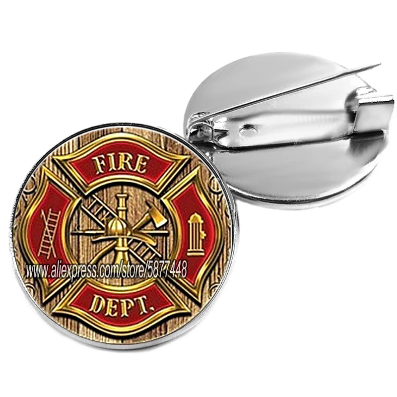 Модная стеклянная брошь Fire Dept булавка огнетушитель значок с топором на шлем