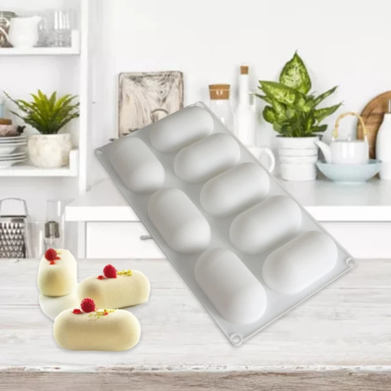 

8 Cavity Oval Pillow Shaped Dessert Non Stick Cake Mould No Stain Bakeware Cupcake Baking Pan Multifunction Kitchenware