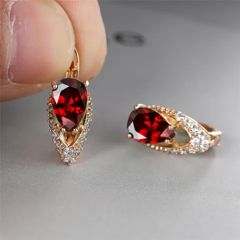 Серьги-кольца Rongxing циркония радужного цвета