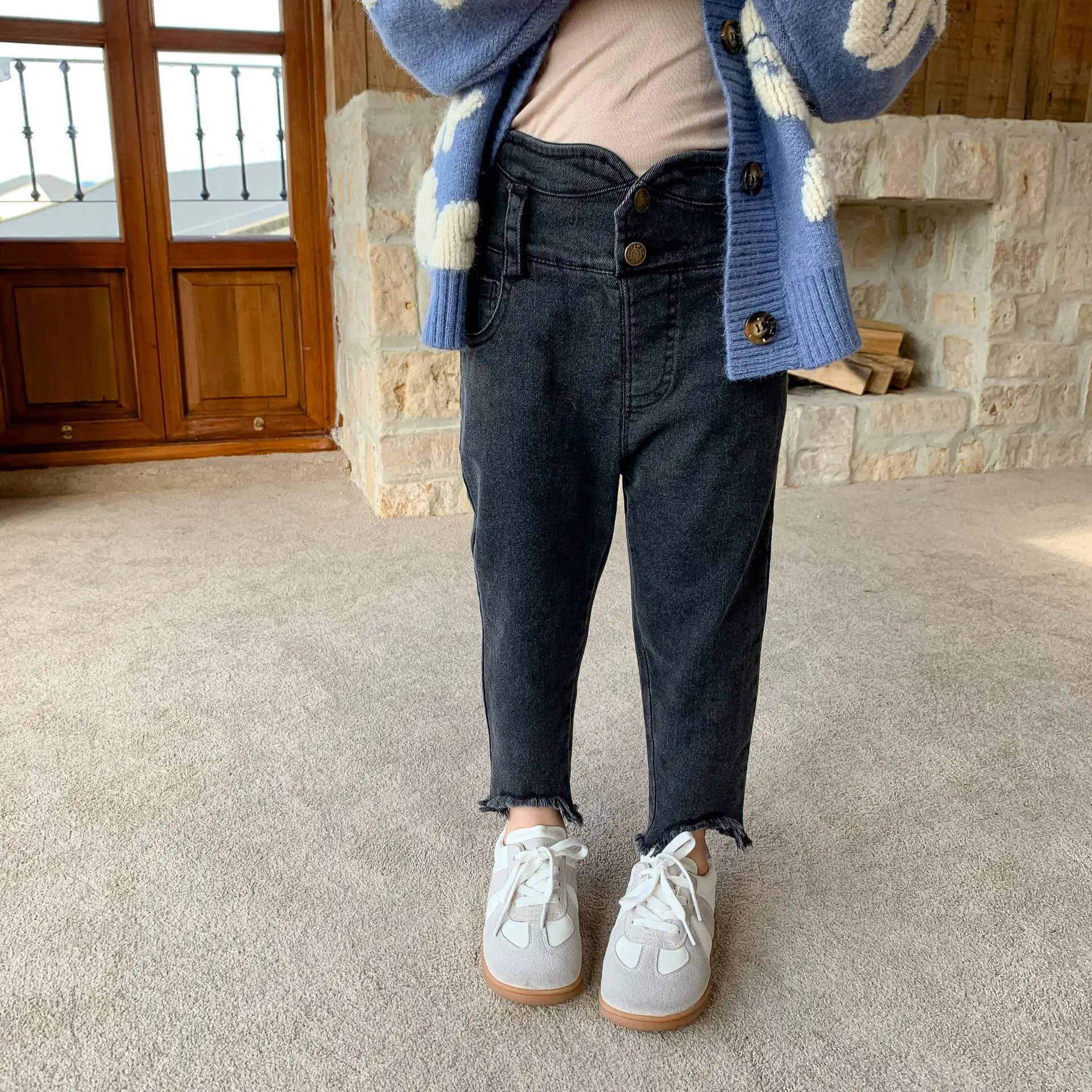 

Girls Jeans Autumn Black Skinny Jeans Girls Children's Pants Trousers Children's Clothing