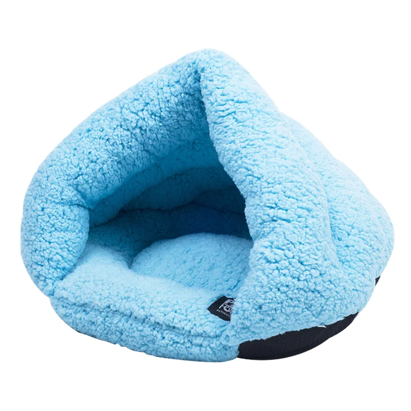 Blue Мягкая теплая кровать для кошки дом Спящая кошка лежанки зимняя кровать для собак противоскользящее дно для домашних животных пещеры кровати для кошек собак petshop hondenmand - Цвет: Blue