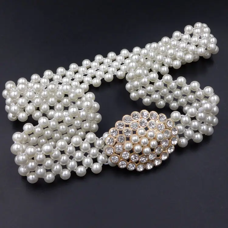 Rhinestone belts 3 Роскошный женский пояс с жемчугом для платья, элегантная Цветочная Пряжка, полностью пластиковые жемчужные украшения, стразы, свадебный пояс с эластичной резинкой на талии 121 - Цвет: Rhinestone belts 3