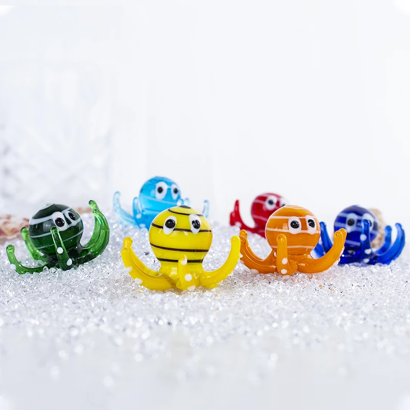 H & D 6 шт. украшения для аквариума мини стеклянные фигурки осьминога муранское