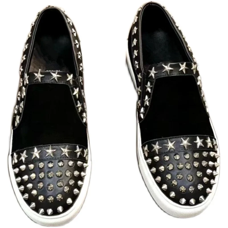 Brand men shoes 2021 New Fashion breathable comfortable loafers luxury Spikes men's flats casual | Обувь
