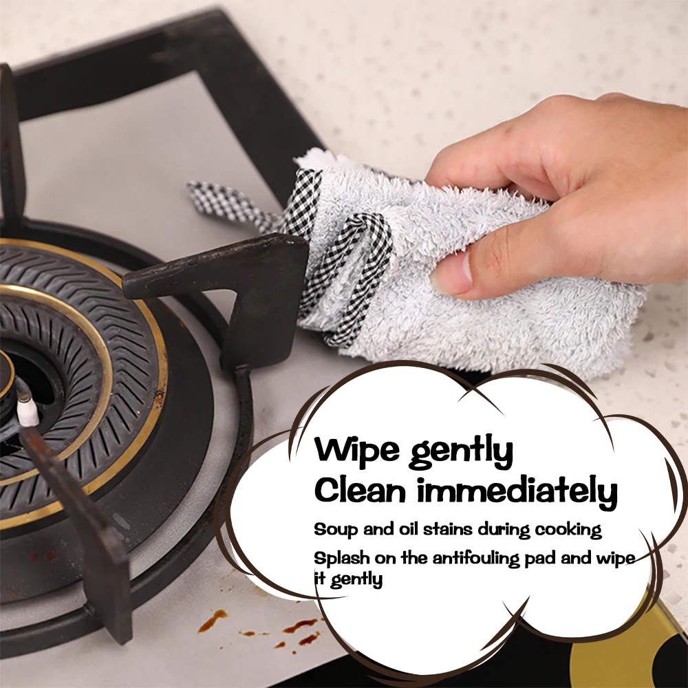 

2/4 Pcs Gas Stove Protective Pad Lining Cleaning Pad Furnace Protective Pad High Temperature Resistant Thickened Oil-proof Pad