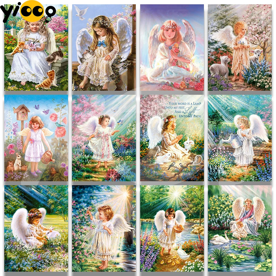 

Full Square/Round Diamond Embroidery Garden Angel Girl 5D Diamond Painting Cross stitch Rhinestone Mosaic Home Decor Gift