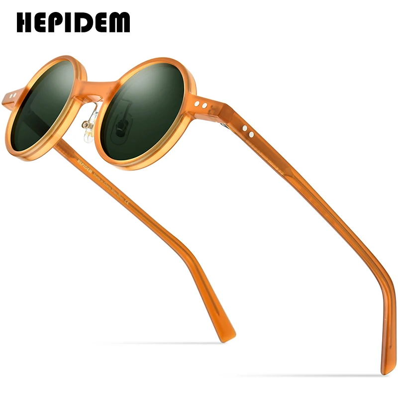 

HEPIDEM Acetate Polarized Sunglasses Men 2022 New Retro Vintage Small Round Sun Glasses for Women Shades 9177T