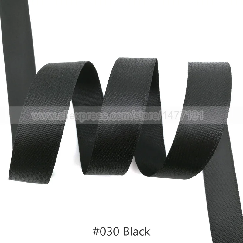030 Black 25 Yards) 6 9 16 25 38 50 мм атласная лента Двусторонняя лента высокого качества полиэстер Двусторонняя лента банты изготовление тканей - Цвет: 030 Black