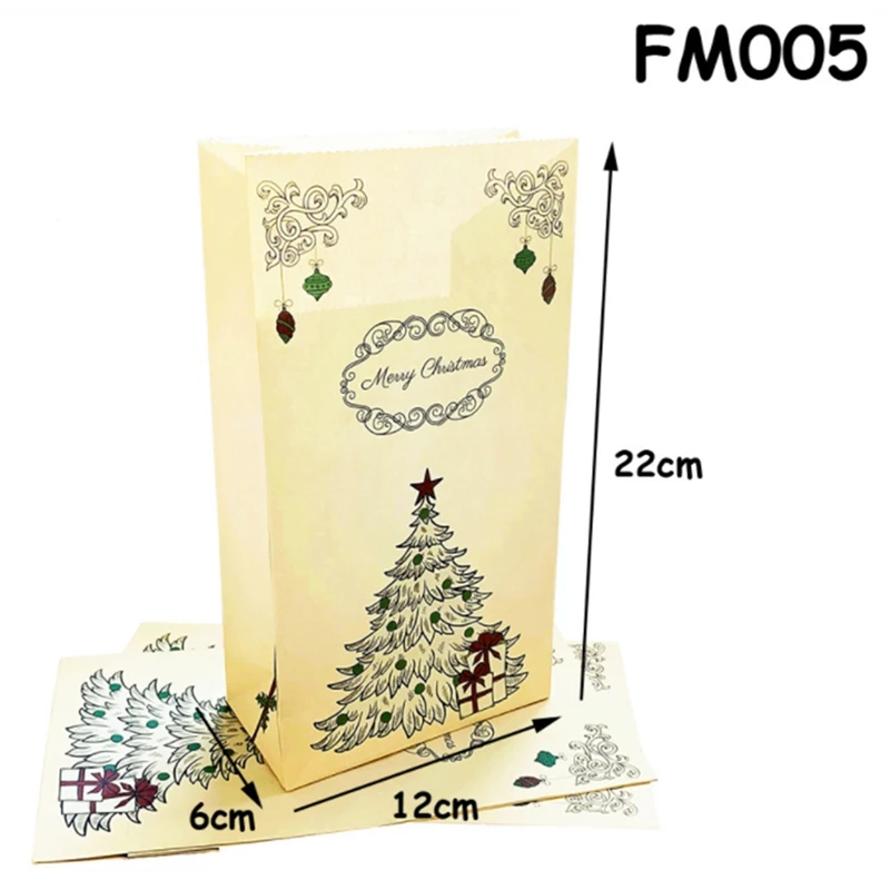 

Christmas Gift Paper Bag Cute Baking Eco-Friendly Kraft Paper Nut Packaging Bag Christmas Gift Bag, 80PCS