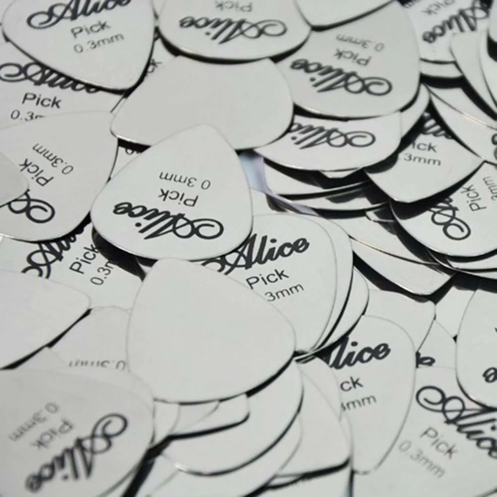 1 stück alice 03mm metall akustische elektrische gitarre bass rock pick durable edelstahl dünne vermittler guitarra mit 2 typ free global s