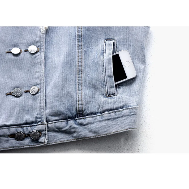 

Korean Fashion Lace Splicing Beading Diamonds Denim Vest Women Summer Casual Jeans Vest Female Loose Waistcoat Sleeveless Jacket