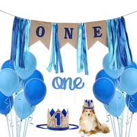 pet birthday decoration banner pet crown hat cap cake topper balloon dog 1st birthday balloon set creative party balloons