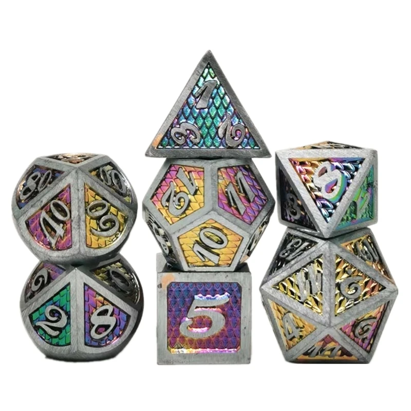 

7 шт./компл. набор металлических игральных костей для ролевых игр MTG DND металлические многогранные кости для ролевых игр