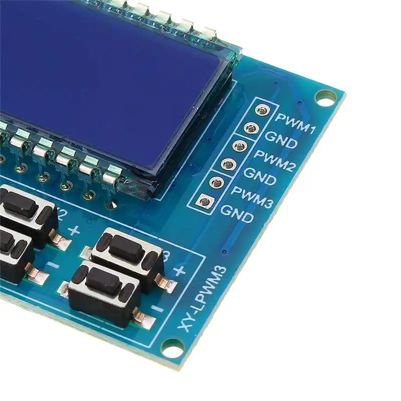 

Three Channel PWM Pulse Frequency Duty Ratio Adjustable Controller Module Square Wave Rectangular Signal Generator