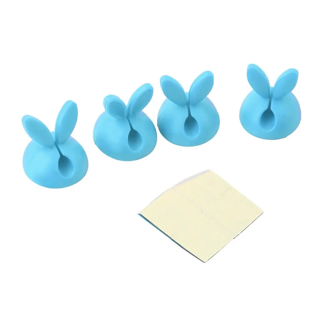4pcs Multipurpose Rabbit Earphone Cable Cord Wire Line Organizer Clips Fixer Fastener Holder Creative Design | Электроника