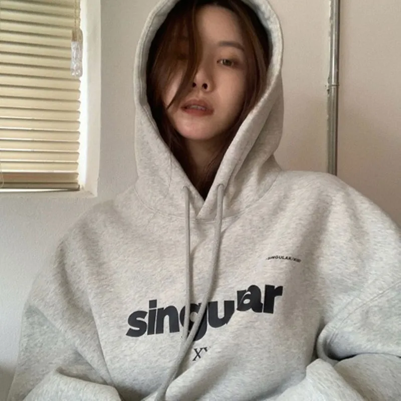 

2021 Women New Autumn And Winter Hooded Sweater Plus Velvet Thickening Jacket With Letters