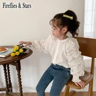 Блузка детская эластичная, на возраст 2-9 лет, с пышными рукавами