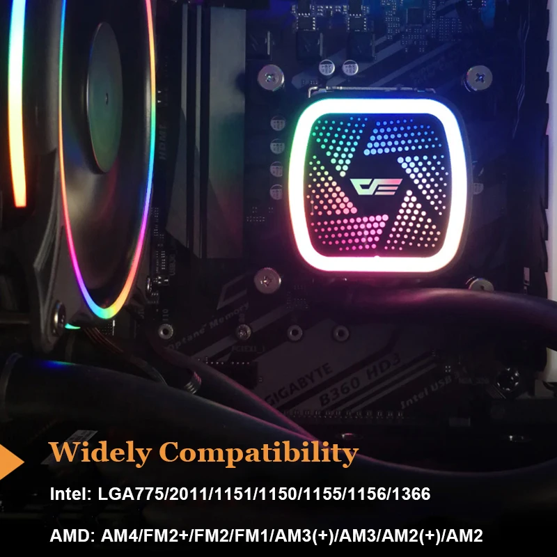 Aigo PC чехол для компьютера с водяным охлаждением вентилятор процессора T120/240 кулер для воды радиатор интегрированный радиатор водяного охлаждения LGA 2011/AM3+/AM4