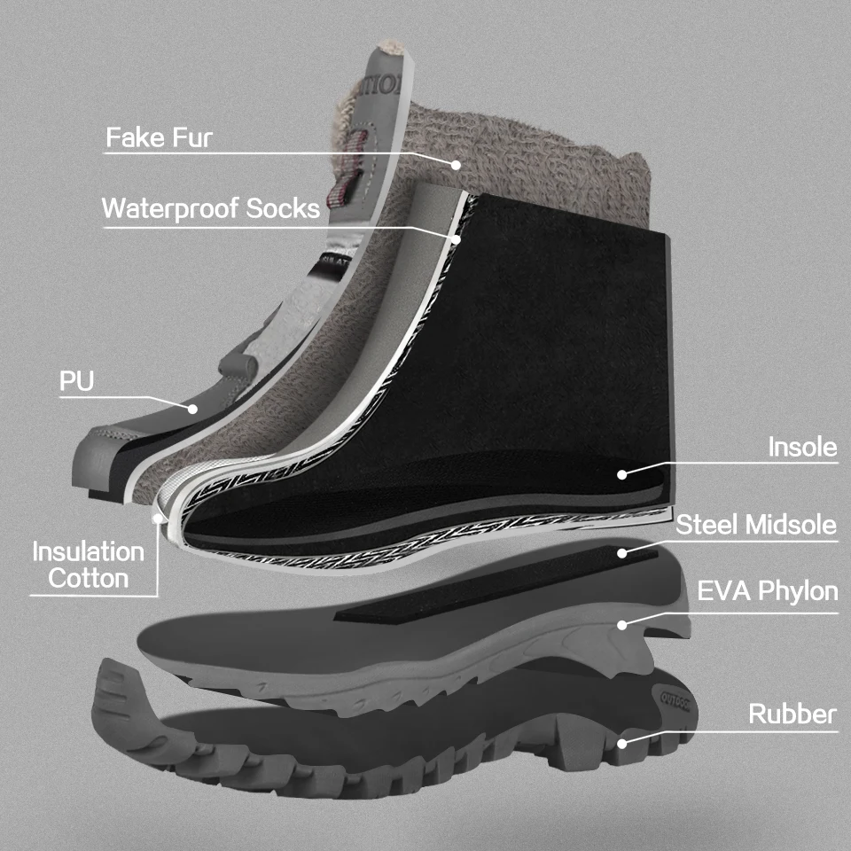 GRITION/женские ботинки Повседневная обувь для пеших прогулок Водонепроницаемые