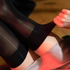 Блестящие эластичные чулки до бедра 8D, ультратонкие прозрачные чулки для женщин, глянцевые нейлоновые колготки, женские сексуальные Чулочные изделия