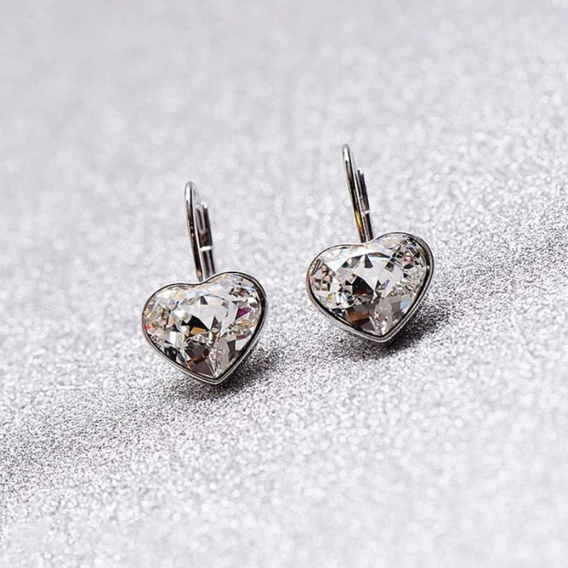 Новые серьги в форме сердца Bella с австрийскими кристаллами для женщин вечерние