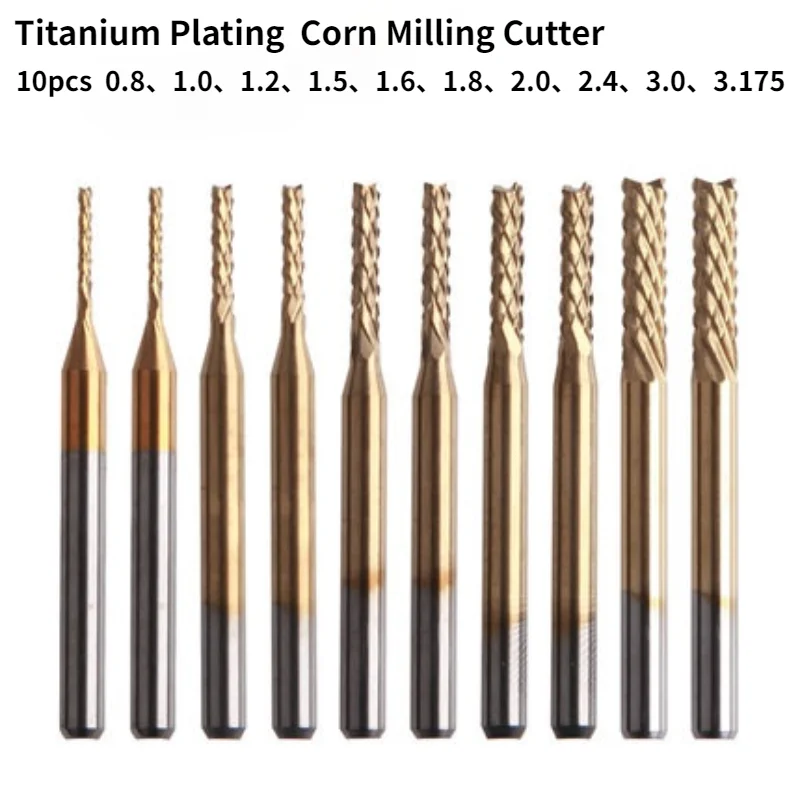 10 Pieces PCB Titanium Plating Drill Bit / Corn Milling Cutter 0.8-3.175mm/ Tool Parts/ Rotary Tool Accessories enlarge