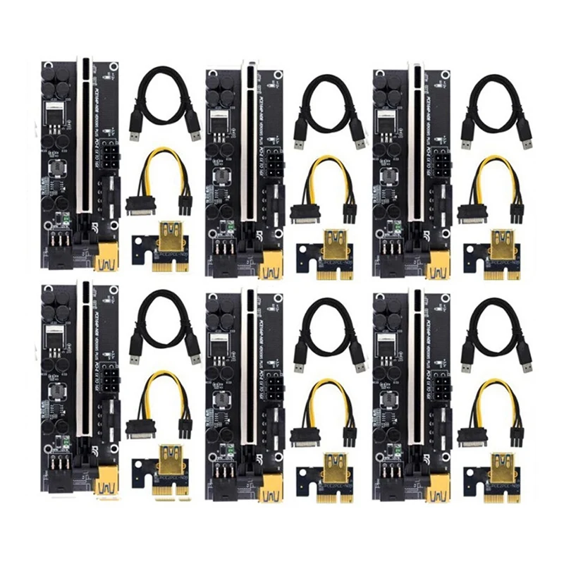 

Улучшенная Райзер-карта VER009S Plus PCI-E PCIE, Райзер-карта Ver 009S, USB 3,0, SATA, от 15pin до 6pin, адаптер для майнинга BTC