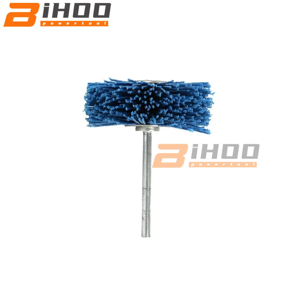 

80MM Abrasive Wire Grinding Wheel Nylon Bristle Brush For Wood Furniture Mahogany Polishing Rotary Tools 1Pc 6MM Shank