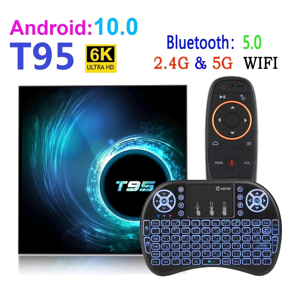 

Андроид 10 Tv Box T95 H616 6K HD 2,4G & 5G Wi-Fi голосового помощника Google Поддержка несколько Media Player видео форматов Smart Декодер каналов кабельного телевиден...