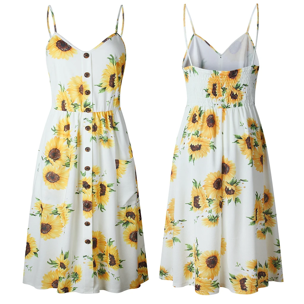 Летнее женское платье винтажное сексуальное богемное Цветочная Туника пляжное