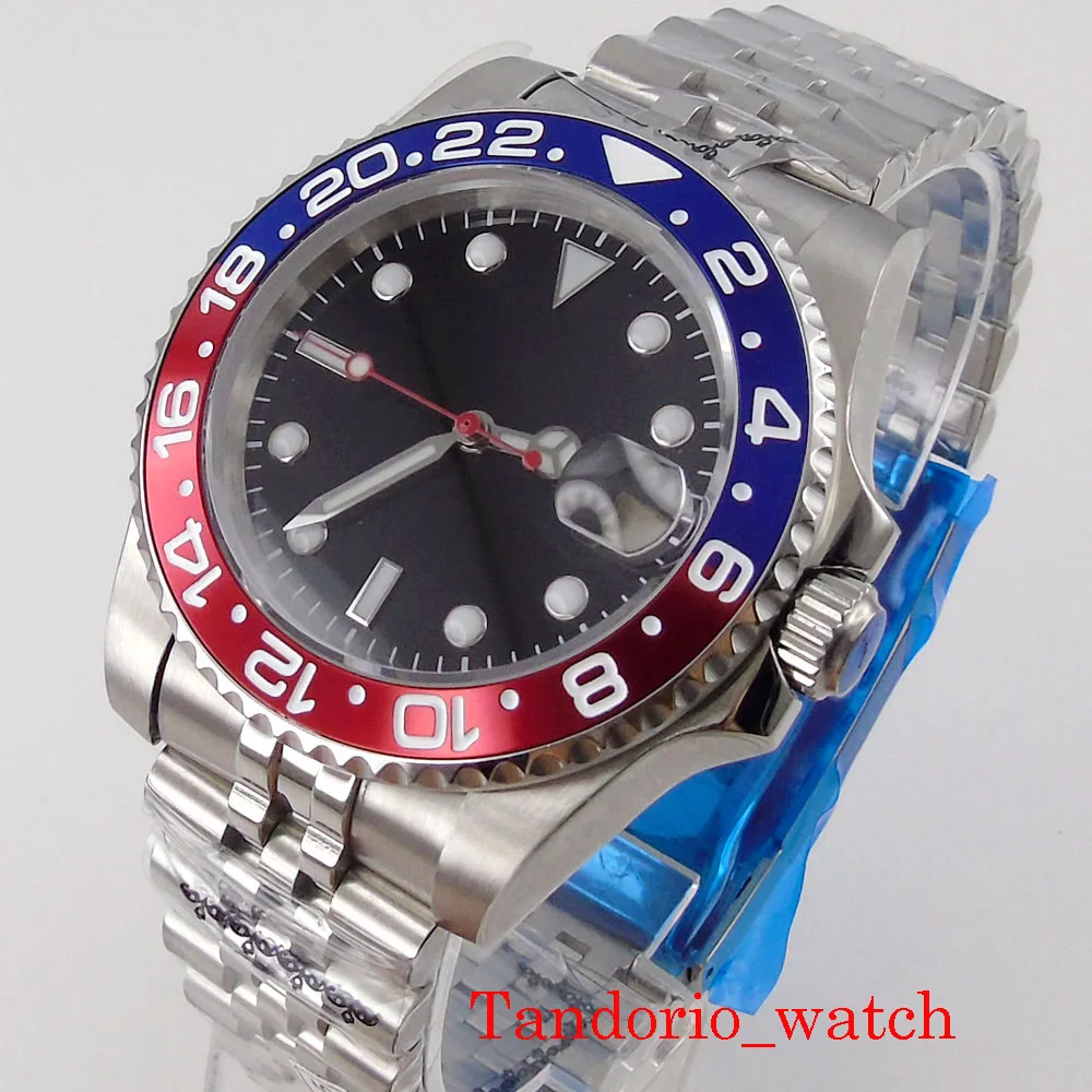 

NH35 MIYOTA 8215 Automatic Movement 40MM BLIGER Sterile Black Dial Sapphire Glass Date Jubilee Strap Red Second Hands