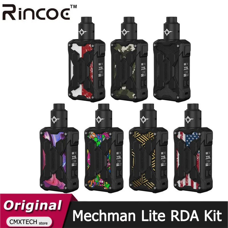 Оригинальный испаритель Rincoe Mechman Lite RDA Kit 228 Вт бокс-мод вейп с баком Metis 810