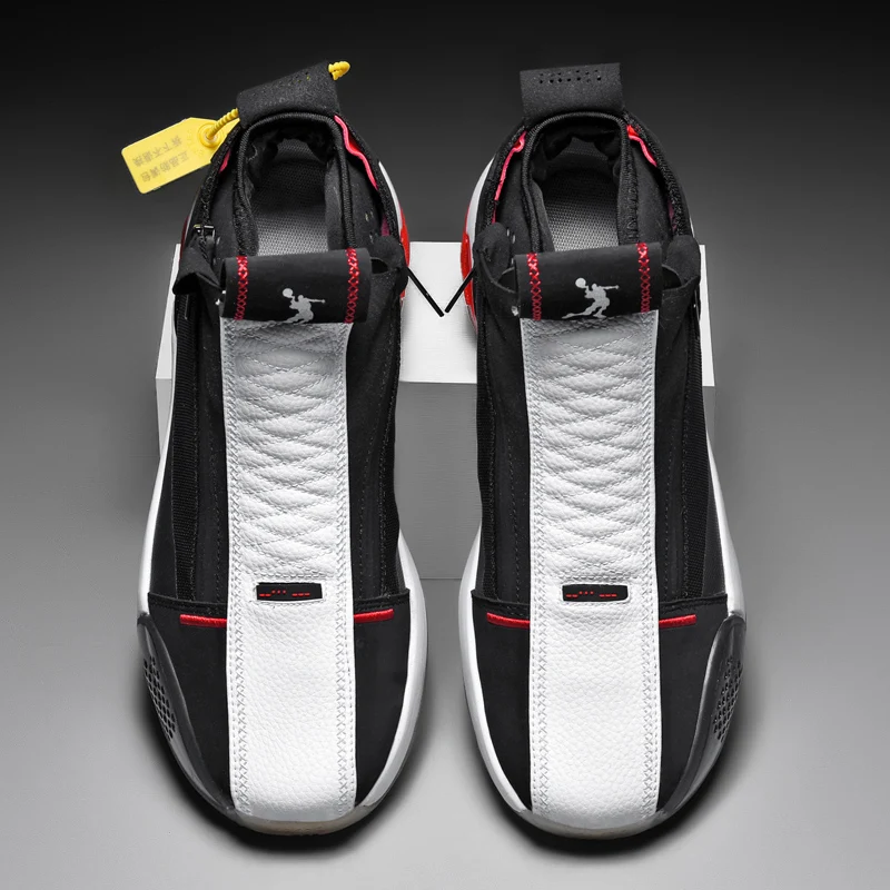 

Large men's mesh light soft platform Microfiber double zipper actual basketball shoes 45 46