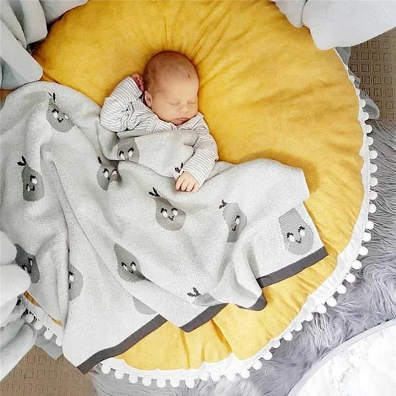 

INS Nordic children's room decoration round baby crawling mat, hair ball lace super soft thick children's carpet baby play mat
