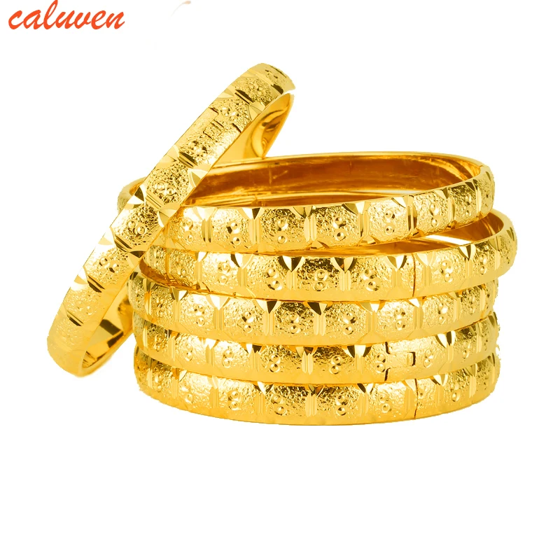 8 мм 6 шт./лот Дубай золотые браслеты для женщин и мужчин 24k цвета эфиопские
