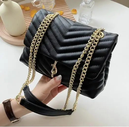 

Fashion Chain Handbag Designer Brand 2021pu Leather Women's Messenger Bag Simple One Shoulder Small Square Bag