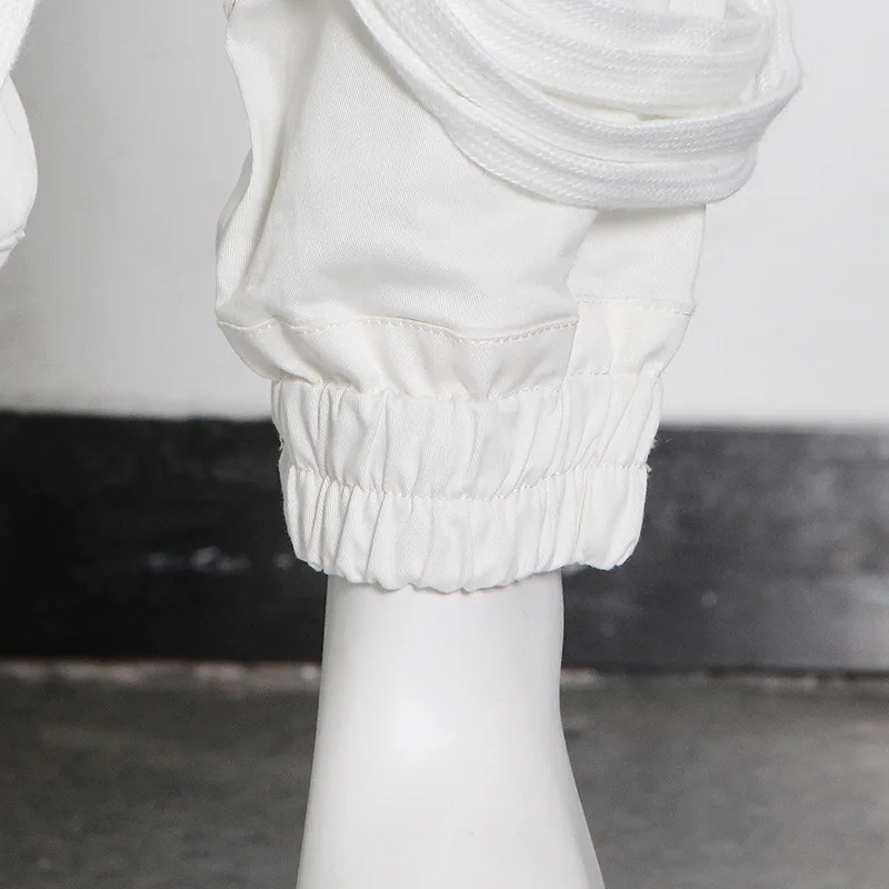 

Mozision Drawstring Lace-up Cargo Pants Women Solid Irregular Hip Hop Trousers Ladies 2021 Spring New Streetwear Slim Pants