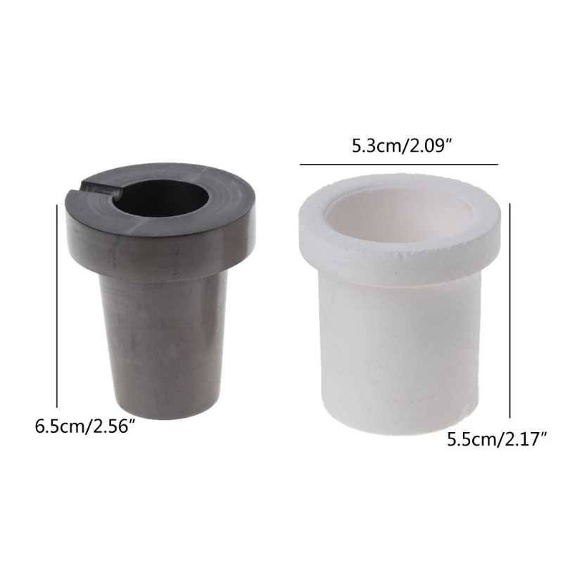 

2Pcs 300g Graphite Crucible Quartz Melting Crucible Cup Kit Gold Silver Furnace Melting Casting Refining Mould Cups Kit