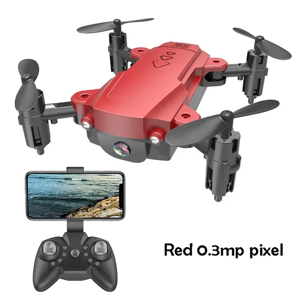 Дешевый складной мини-Дрон 4K HD широкоугольная камера антенна Wi-Fi fpv Квадрокоптер высота удерживает длительный срок службы батареи RC вертолет игрушки - Цвет: 0.3mp red