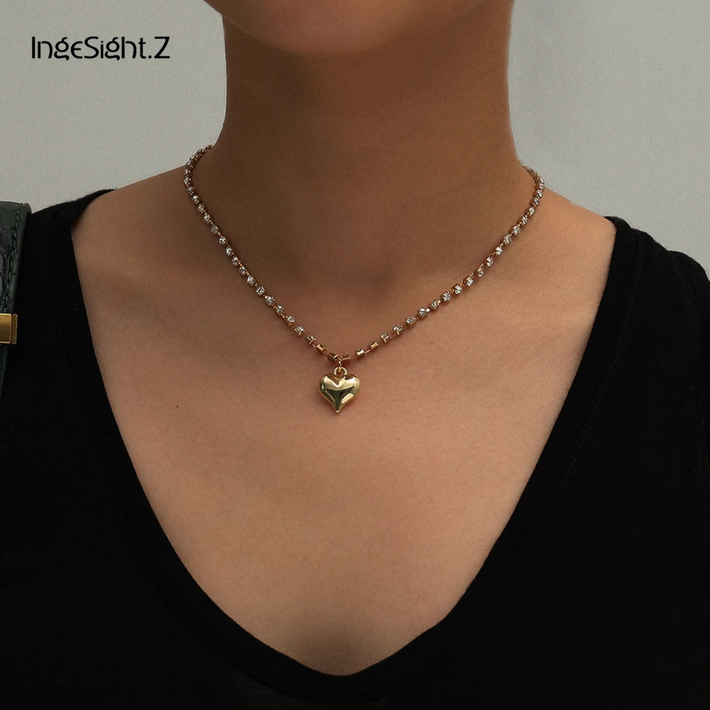 IngeSight.Z корейский Блестящий чокер ожерелье ошейник минимализм милое любовь