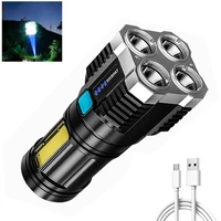 quad core bright led flashlight tactical torch usb rechargeable waterproof lamp ultra bright lantern camping 4 core chips
