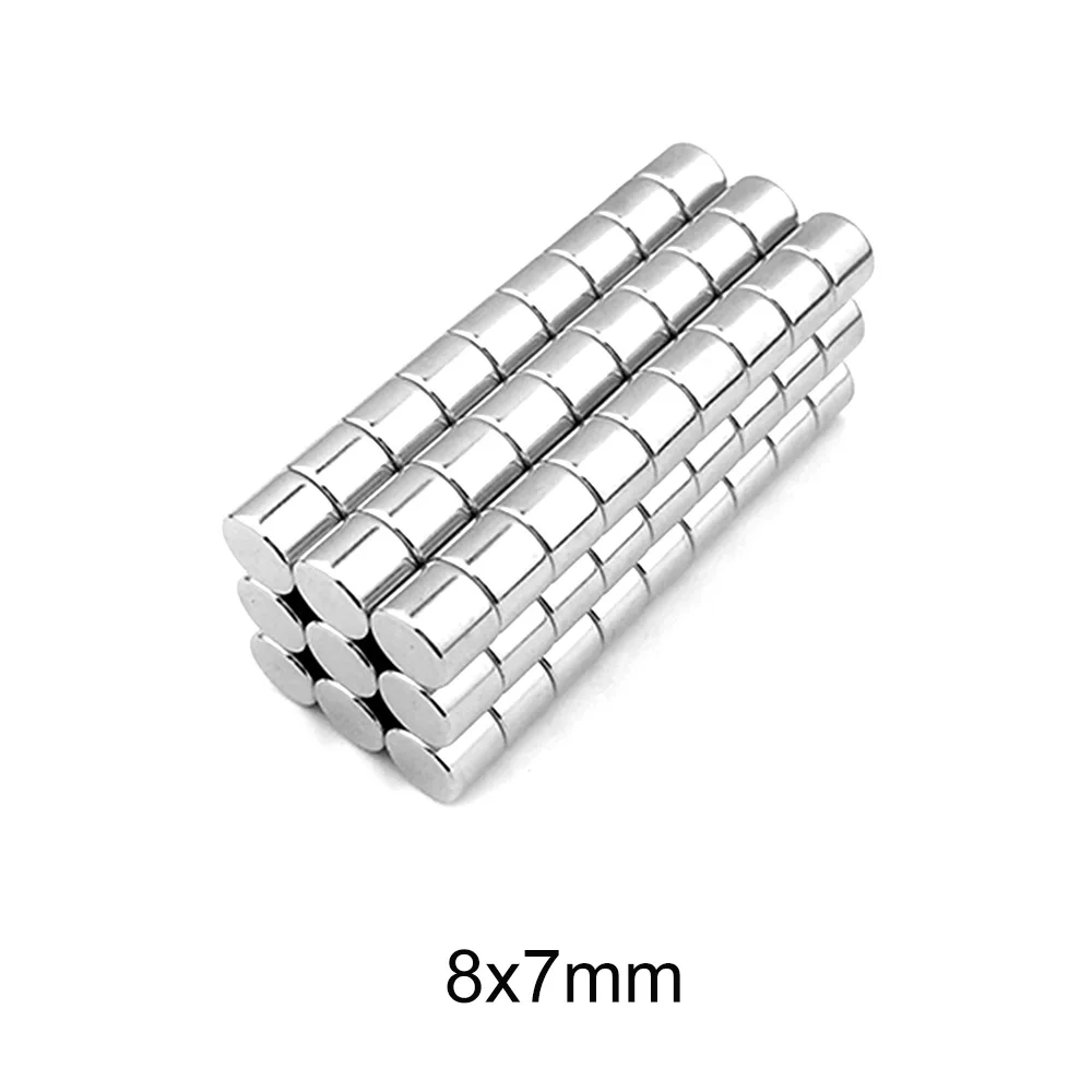 

10 ~ 160 шт 8x7 мм маленький круглый Сильный цилиндр редкоземельный магнит диск 8 мм x 7 мм неодимовый магнит 8x7 мм постоянный магнит 8*7 мм