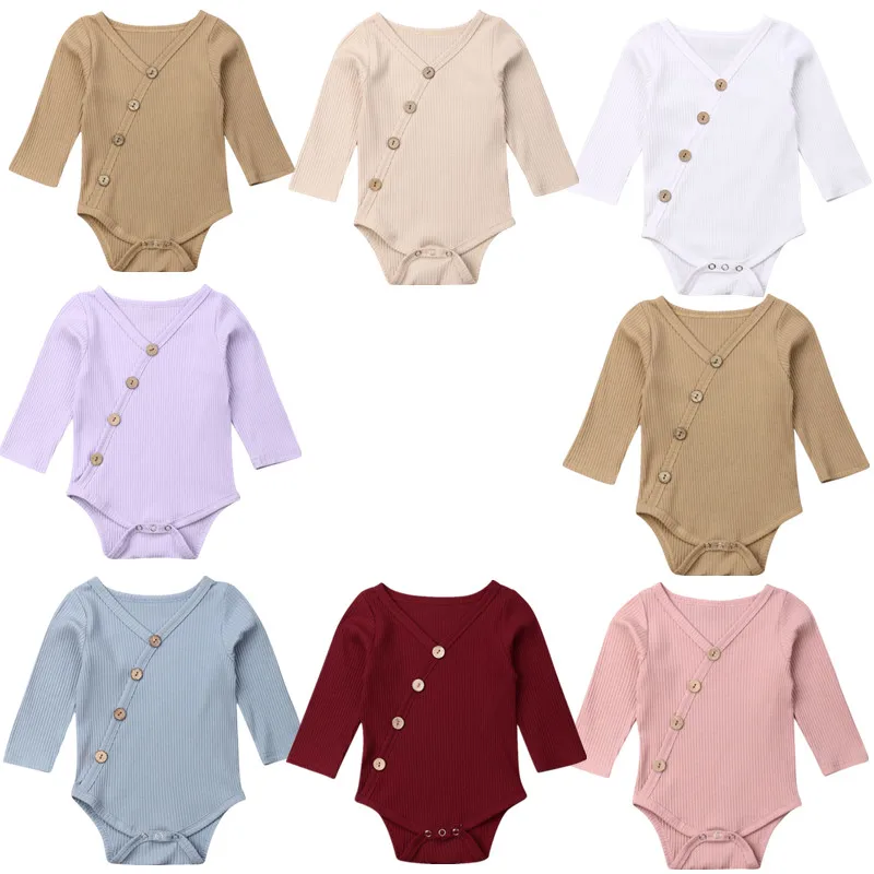 Citgeett/осенне зимний однотонный комбинезон с длинными рукавами для новорожденных