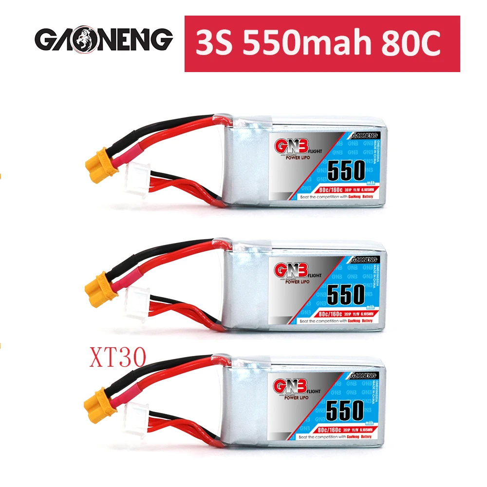 Перезаряжаемая литий полимерная батарея Gaoneng GNB 11 1 V 3S 550mAh 850mah 80/160C XT30 Plug Connector для
