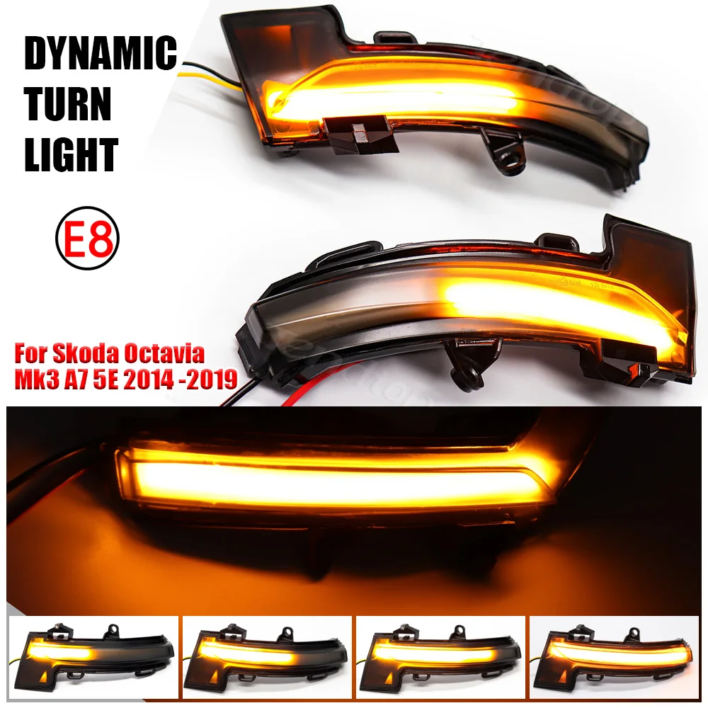 2pcs Flowing Turn Signal Light LED Side Wing Rearview Mirror Dynamic Indicator Blinker For Skoda Octavia 2009-2013 SUPERB | Автомобили и